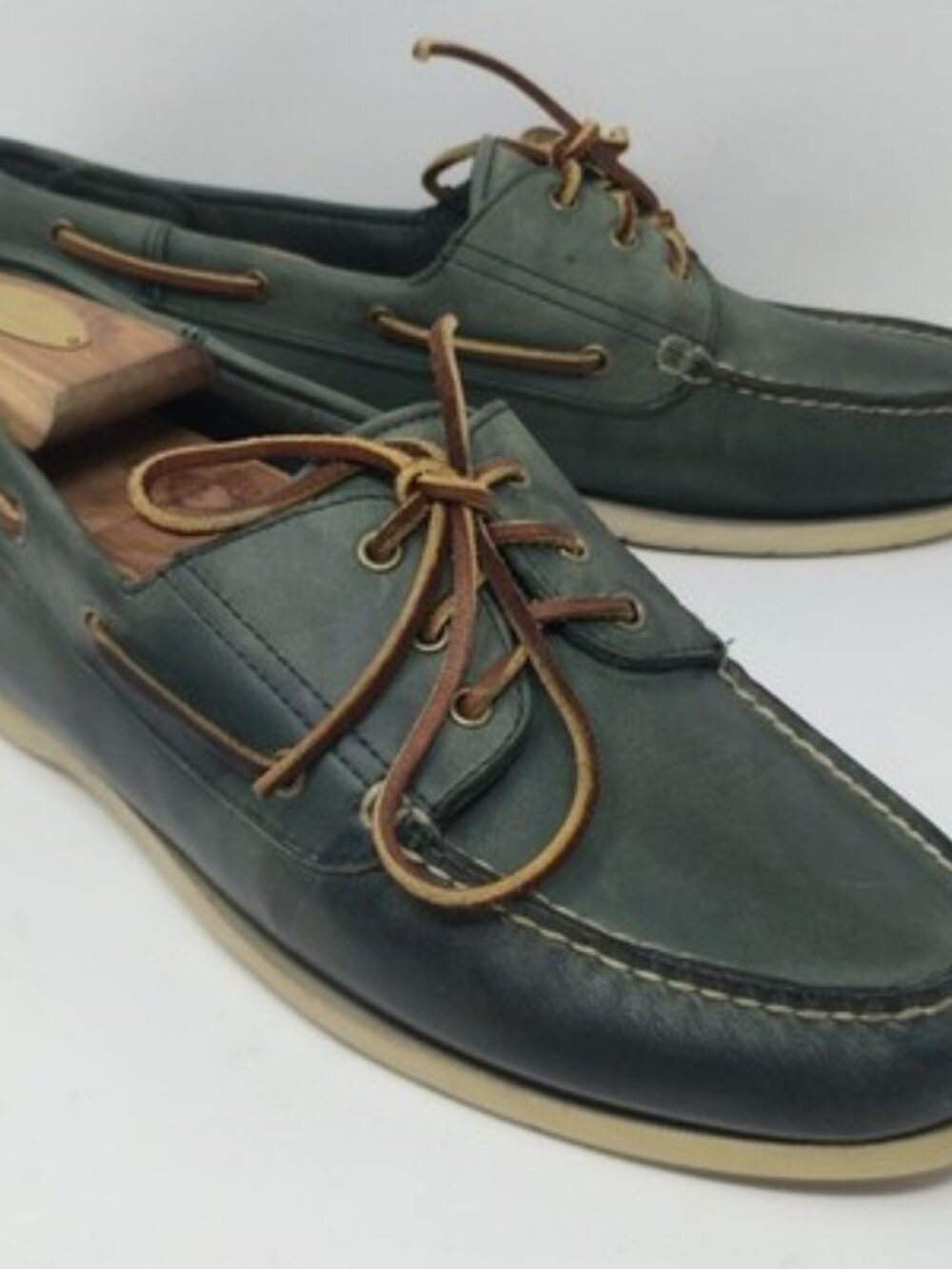 Men's Dockers Leather Boat Shoes Teal Green Size 12M Casual Nautical Deck Shoes